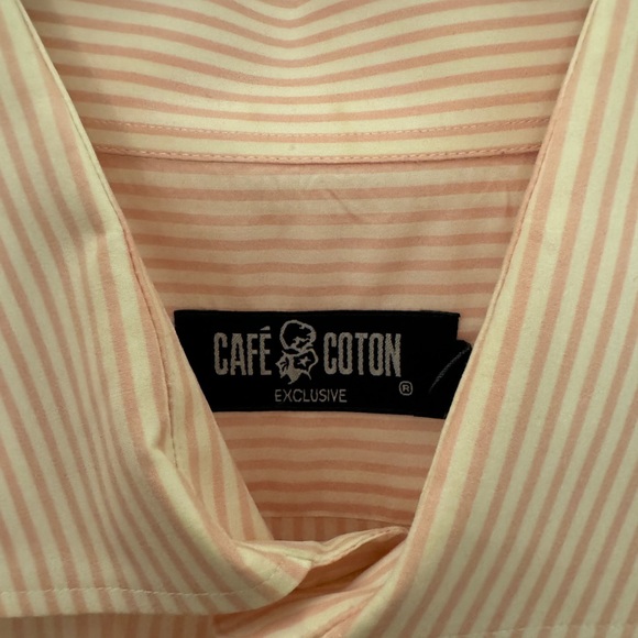 Cafe Coton pink and white French cuff shirt - size - 42/ 16 1/2 - Picture 2 of 3